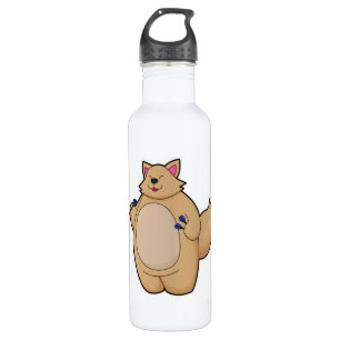 Cat as Dart player with Darts 710 Ml Water Bottle