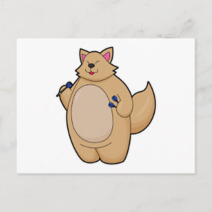 Cat as Dart player with Darts Postcard