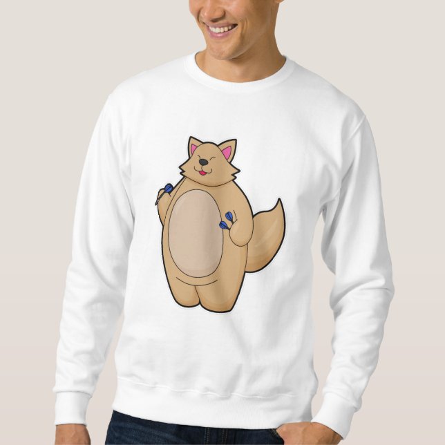 Cat as Dart player with Darts Sweatshirt (Front)