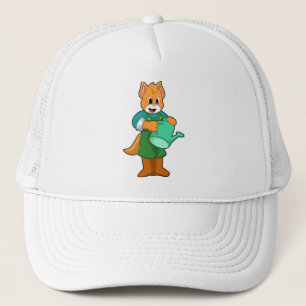 Cat as Farmer with Watering can Trucker Hat