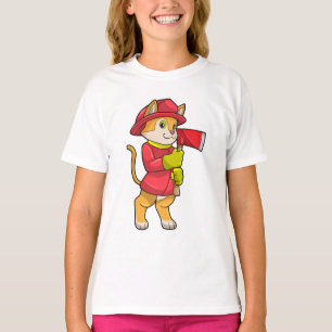 Cat as Firefighter with Ax T-Shirt