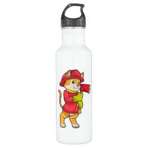 Cat as Firefighter with Axe 710 Ml Water Bottle