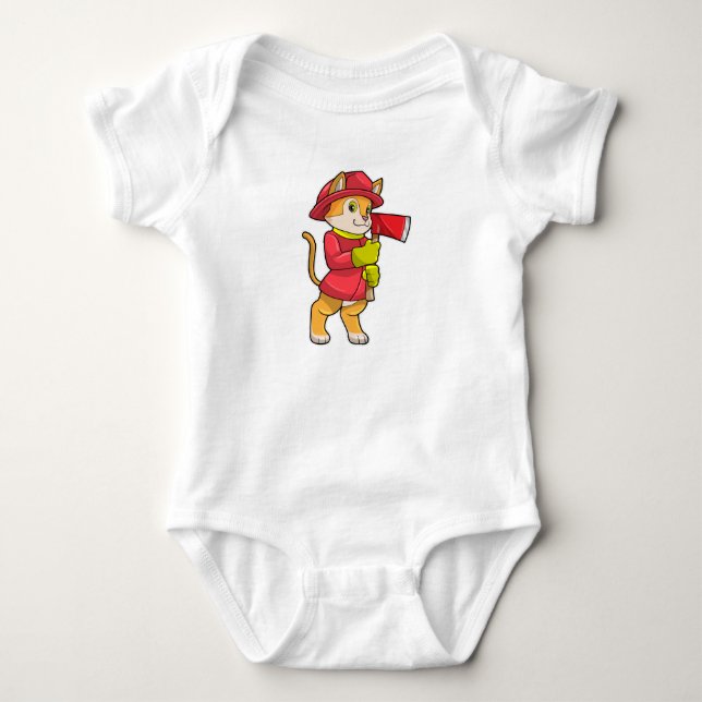 Cat as Firefighter with Axe Baby Bodysuit (Front)