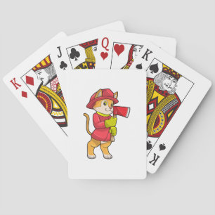 Cat as Firefighter with Axe Playing Cards