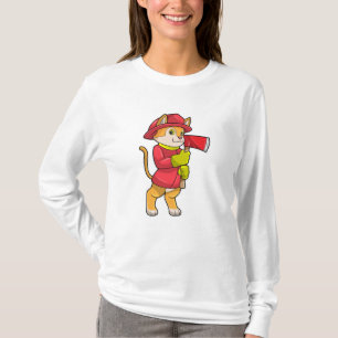 Cat as Firefighter with Axe T-Shirt