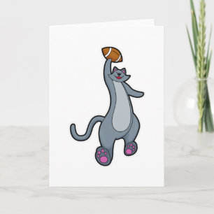 Cat as Football player with Football Card