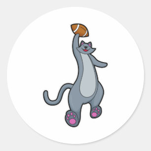 Cat as Football player with Football Classic Round Sticker