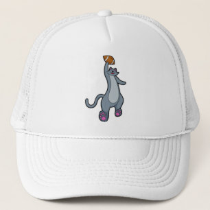 Cat as Football player with Football Trucker Hat