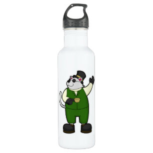 Cat as Groom with Coffee & Hat 710 Ml Water Bottle