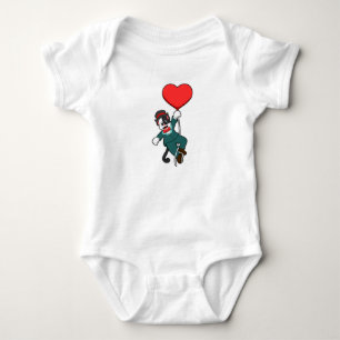 Cat as Groom with Heart Balloon Baby Bodysuit