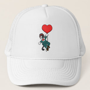 Cat as Groom with Heart Balloon Trucker Hat