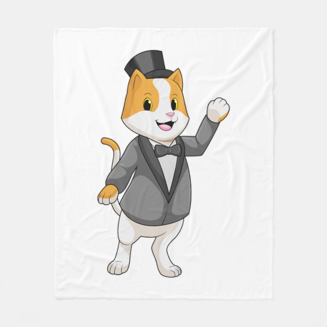 Cat as Groom with Ribbon Fleece Blanket (Front)
