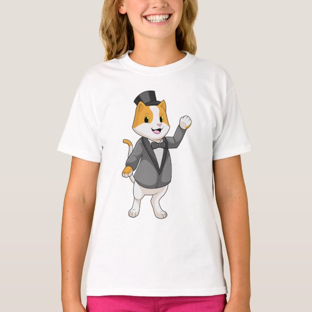Cat as Groom with Ribbon T-Shirt (Front)