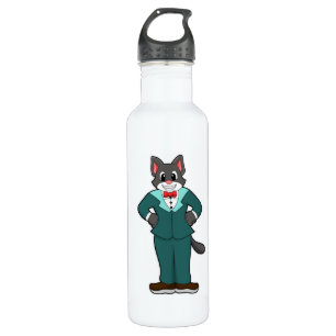 Cat as Groom with Suit & Ribbon 710 Ml Water Bottle