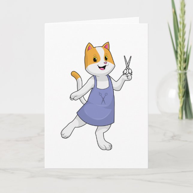 Cat as Hair stylist with Scissors Card (Front)
