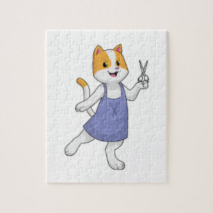 Cat as Hair stylist with Scissors Jigsaw Puzzle