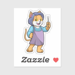 Cat as Hairdresser with Scissors