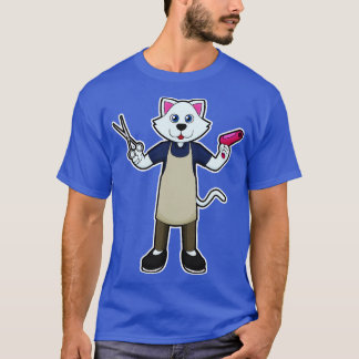 Cat as Hairdresser with Scissors Hair dryer 2 T-Shirt
