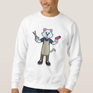 Cat as Hairdresser with Scissors & Hair dryer Sweatshirt