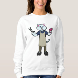 Cat as Hairdresser with Scissors & Hair dryer Sweatshirt
