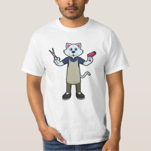 Cat as Hairdresser with Scissors & Hair dryer T-Shirt