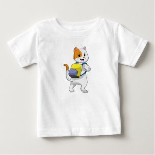 Cat as Hiker with Backpack Baby T-Shirt