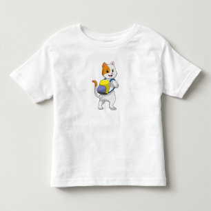 Cat as Hiker with Backpack Toddler T-Shirt