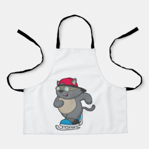 Cat as Ice Skater with Ice skates Apron