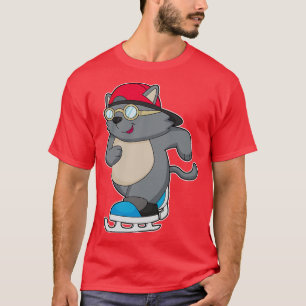 Cat as Ice Skater with Ice skates T-Shirt