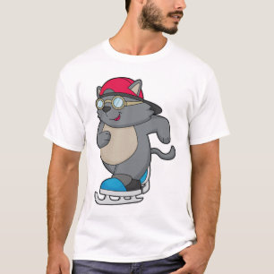 Cat as Ice Skater with Ice skates T-Shirt