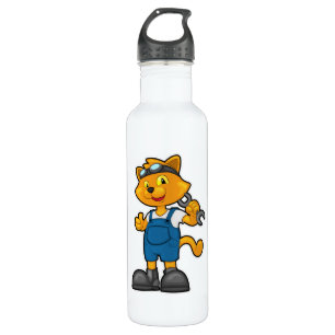 Cat as Mechanic with Spanner 710 Ml Water Bottle