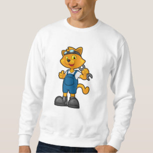 Cat as Mechanic with Spanner Sweatshirt