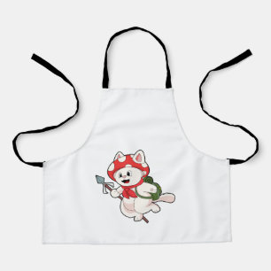 Cat as Mushroom picker with Mushroom Apron