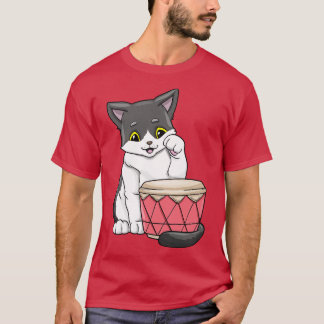 Cat as musician with drum T-Shirt