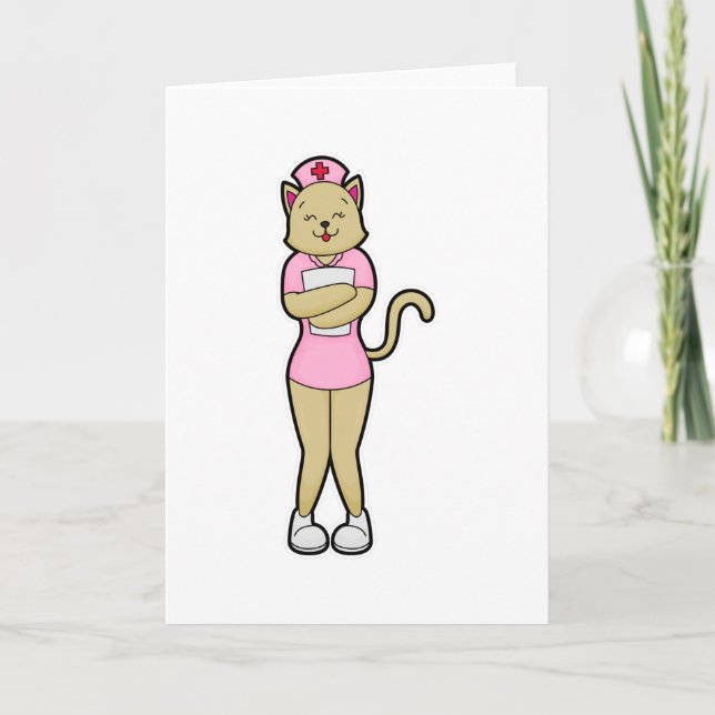 Cat as Nurse with Medical List Card (Front)