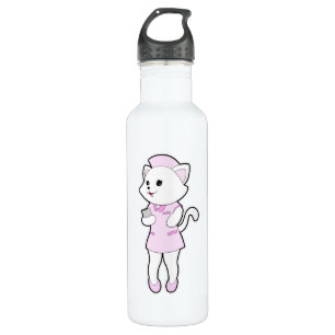 Cat as Nurse with Notepad 710 Ml Water Bottle