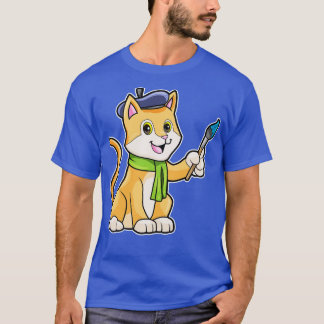 Cat as Painter with Brush Scarf T-Shirt