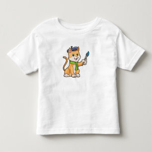 Cat as Painter with Brush & Scarf Toddler T-Shirt
