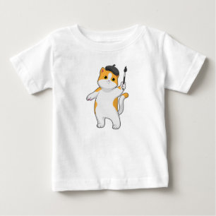 Cat as Painter with Paint brush Baby T-Shirt