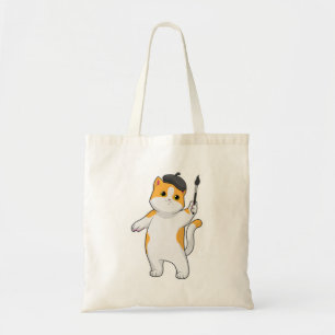 Cat as Painter with Paint brush Tote Bag
