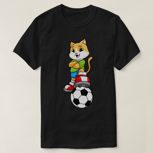 Cat as player with ball and Shoes T-Shirt (Design Front)