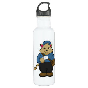 Cat as Postman with Envelope & Bag 710 Ml Water Bottle