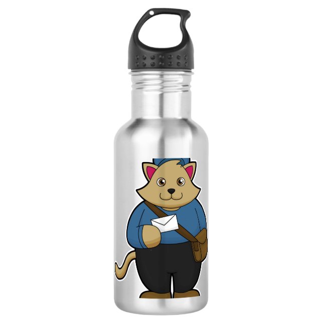 Cat as Postman with Envelope & Bag 710 Ml Water Bottle (Front)