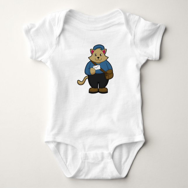 Cat as Postman with Envelope & Bag Baby Bodysuit (Front)