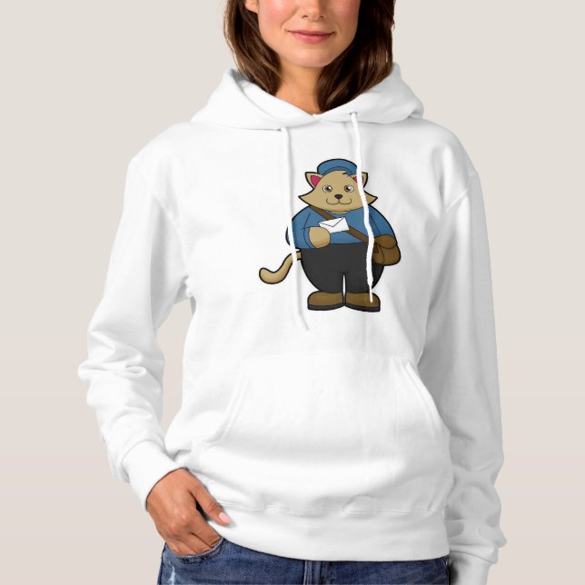 Cat as Postman with Envelope & Bag Hoodie (Front)