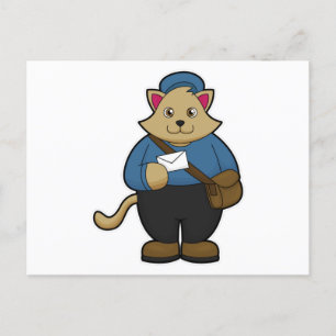 Cat as Postman with Envelope & Bag Postcard