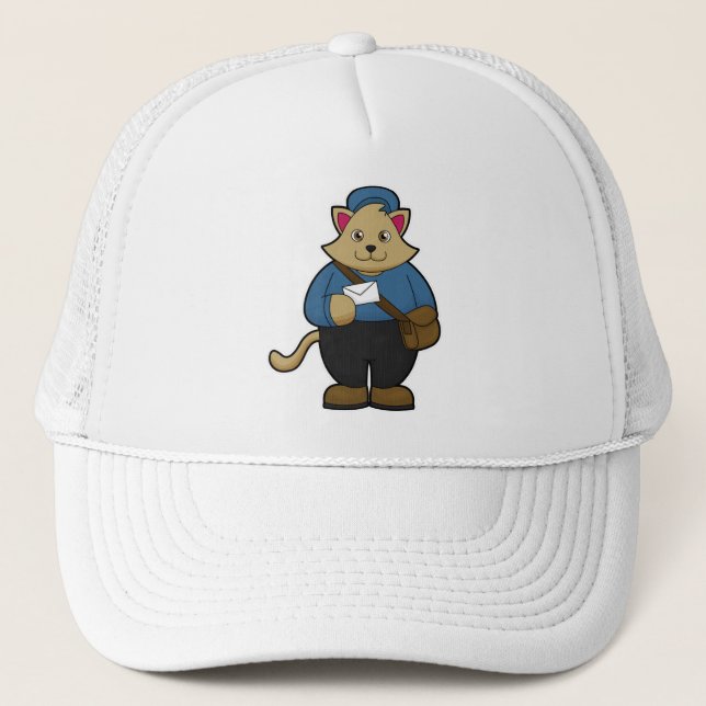 Cat as Postman with Envelope & Bag Trucker Hat (Front)