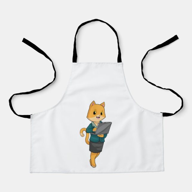 Cat as Secretary with Laptop Apron (Front)