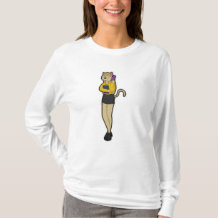 Cat as Secretary with Laptop & Mobile phone T-Shirt
