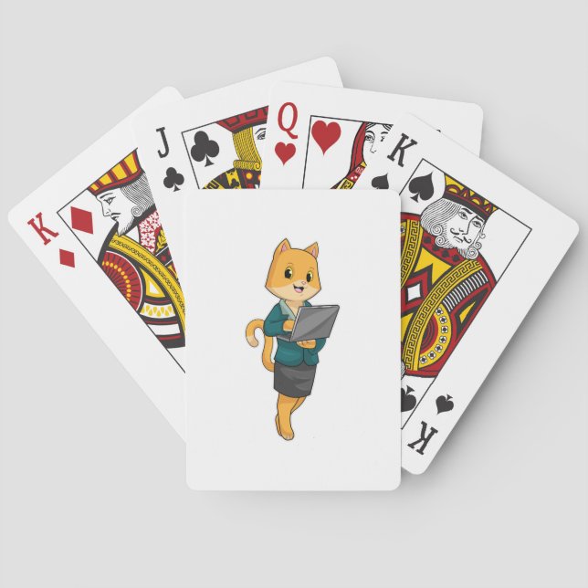 Cat as Secretary with Laptop Playing Cards (Back)